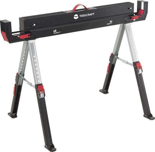 TOOLCRAFT Arbeitsbock TO-10311630 aus Stahl, klappbar und höhenverstellbar, Schwarz, B: 115,7 cm, T: 68,7 cm - Bild 1