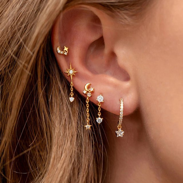 Maodane Hoop Ohrringe, Edelstahl, Zirkonia, Gold, Damen - Bild 1