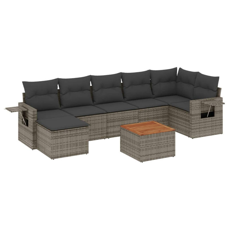 Vidaxl Gartenmöbel-Set aus Polyrattan und Akazie mit Kissen, 8-teilig, Grau - Bild 2