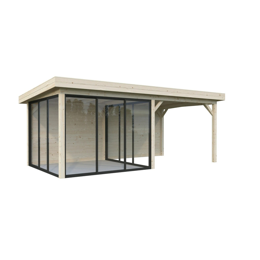 Palmako Pavillon Lenna Set 406 Slide aus Fichtenholz in Braun mit transparenter ESG-Verglasung, B/T/H: 588 x 300 x 245 cm - Bild 2