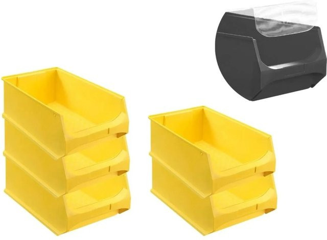 PROREGAL SparSet 5 Sichtlagerboxen 5.0 mit Abdeckung, Gelb, H x B x T: 20 x 30 x 50 cm - Bild 1