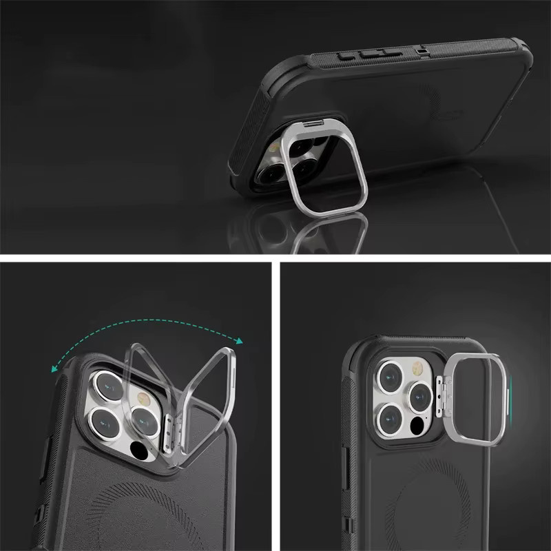 3in1 Militär-Schutzhülle für iPhone 16 15 14 13 Pro Max Plus Air mit MagSafe Magnetfunktion und stoßfestem Design in Schwarz und Blau - Bild 2