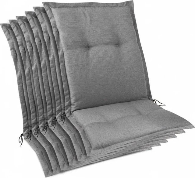 Beautissu 6er Set Premium Gartenstuhlauflage Niedriglehner Hellgrau B: 105 cm, T: 50 cm, H: 7 cm - Bild 1