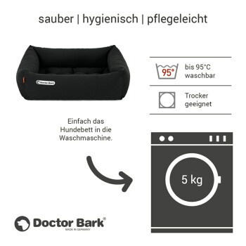 Doctor Bark Hundebett mit orthopädischem Schaumstoff und abnehmbarem Bezug in Schwarz, Größe S - Bild 4