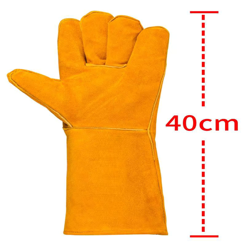 Sommer6 Schweißerhandschuhe aus Leder in Gelb, hitzebeständige und schnittfeste Arbeitshandschuhe, Länge: 40 cm - Bild 4