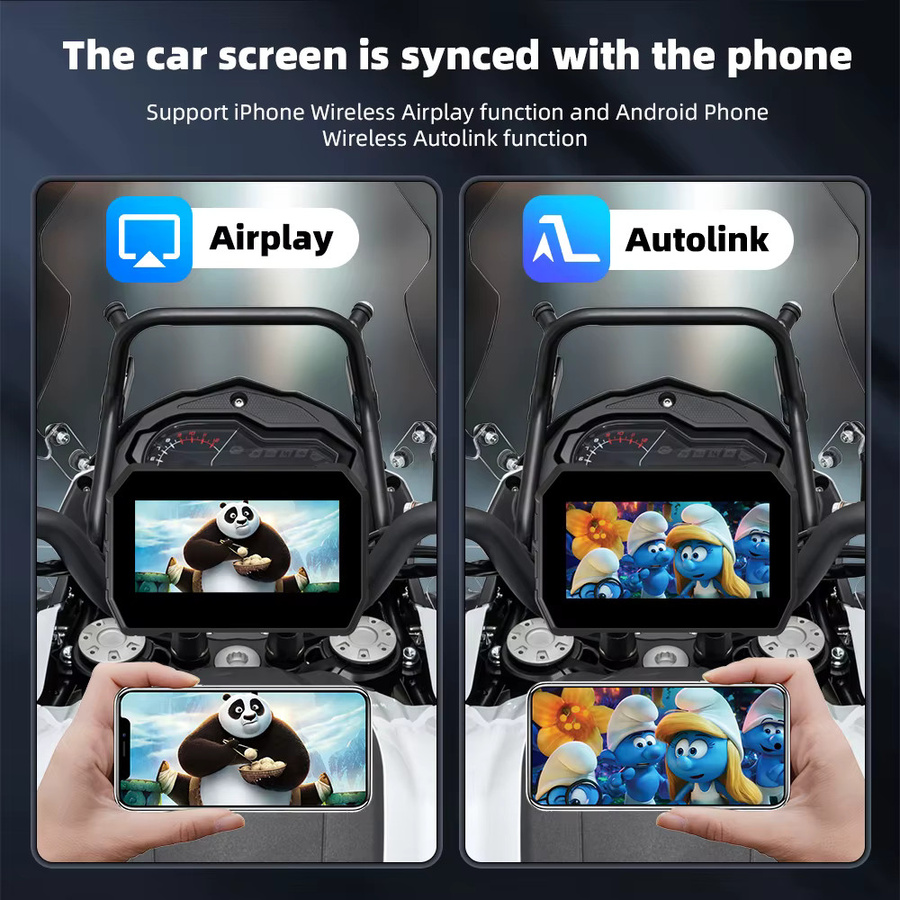 EKIY 5-Zoll Wireless CarPlay und Android Auto tragbarer GPS-Navigationsbildschirm für Motorräder, schwarz, staubdicht und wasserdicht - Bild 4