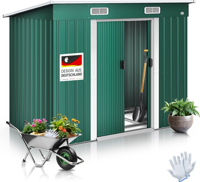 KESSER Gerätehaus L aus Metall mit Fundament und 2 Schiebetüren, B/T/H: 194 x 112 x 181 cm - Bild 1