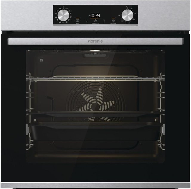 Gorenje BPS6737E14X Einbaubackofen in Silber mit 77 l Volumen, Pyrolyse-Selbstreinigung, Pizza-Stufe und schnellem Vorheizen, Breite: 59,5 cm - Bild 1