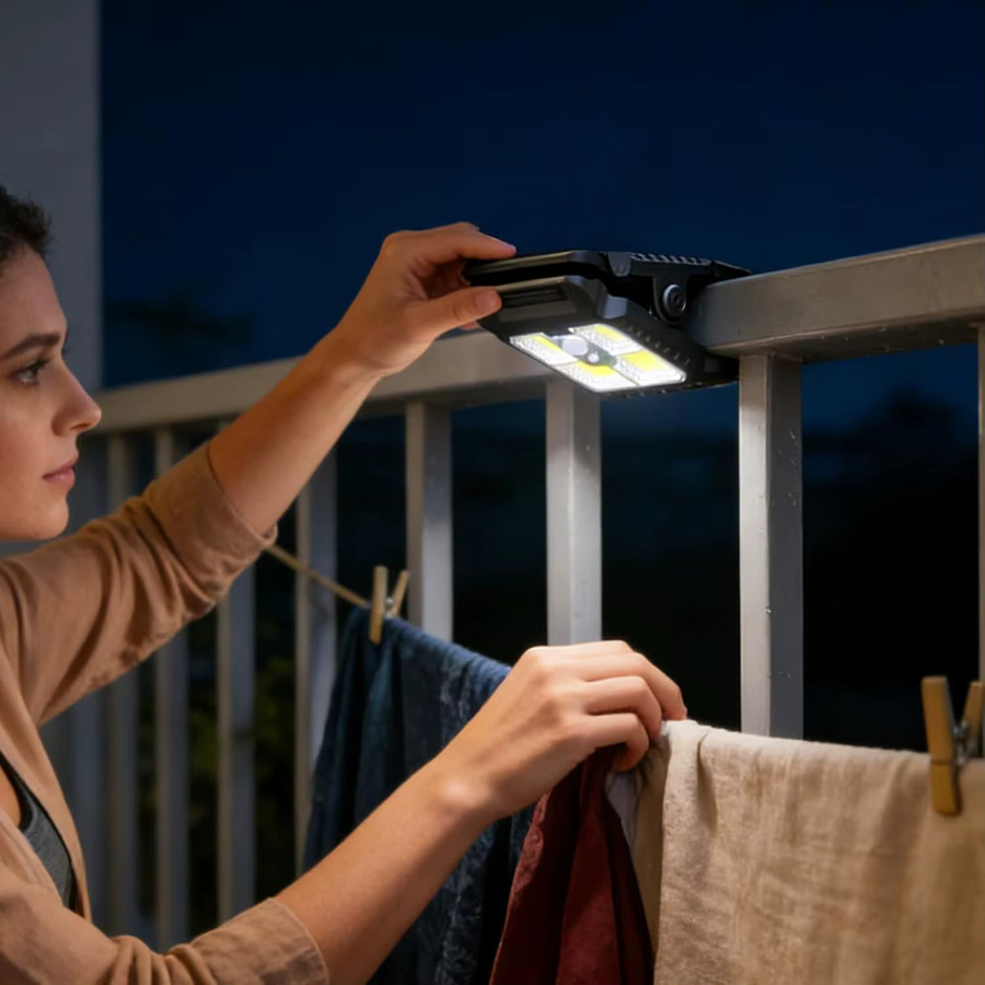 DARHYN Solar-Clip-Leuchte mit Bewegungsmelder, wasserdichte Nachtbeleuchtung für Garten und Outdoor in Schwarz - Bild 3