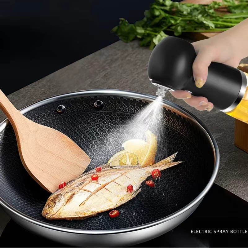 Elektrischer Ölsprüher VamsLuna in Schwarz, wiederaufladbarer Küchenölspender für Olivenöl zum Kochen, Backen und Grillen - Bild 4