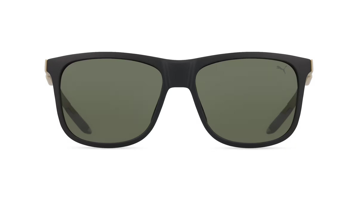 Puma PU0395S Sonnenbrille, Herren, Vollrand, quadratisch, Kunststoff, schwarz, grün - Bild 1