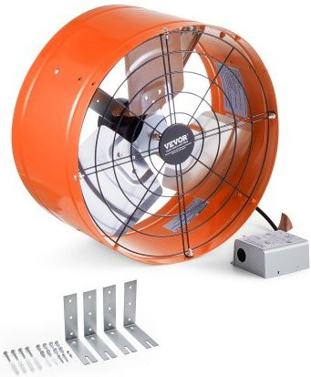 VEVOR Abluftventilator für Dachboden und Giebel mit einstellbarem Thermostat und Außengitter, Orange, B: 38 cm - Bild 1