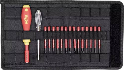 Wiha slimVario Starter-Set 2831T16, 16-teilig mit slimBits und Griff in einer Tasche, rot-gelb - Bild 1