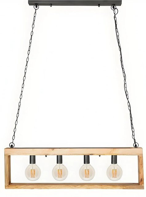 Vente-unique Hängeleuchte Olius Kronleuchter im Industrial-Stil, Schwarz und Naturholz, Durchmesser: 100 cm - Bild 1