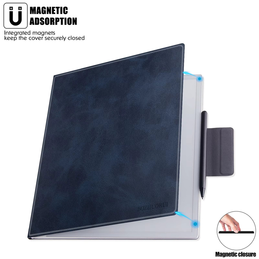 Magnetische PU-Leder Folio-Hülle für Onyx Boox Note Max 13,3 Zoll in Blau mit Stifthalter und Auto-Sleep-Wake-Funktion - Bild 3