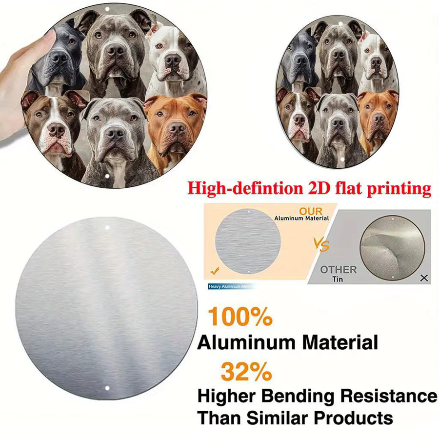 Potdemiel American Pit Bull Terrier Rundes Aluminium-Wandkunstschild im Vintage-Stil, Mehrfarbig, Durchmesser: 20,3 cm - Bild 4