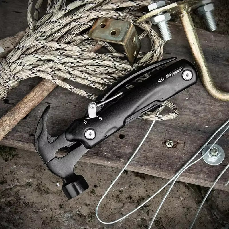 Multifunktions Mini Hammer in Schwarz als Outdoor Camping und Notfall Rettungswerkzeug - Bild 3