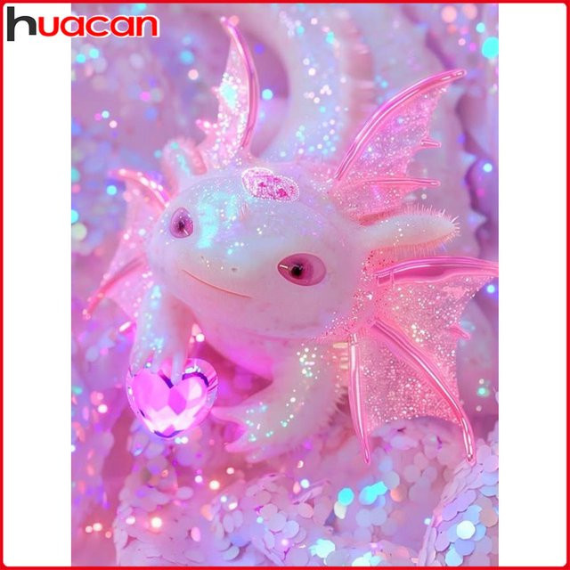 Huacan Diamantgemälde Set mit floralen und tierischen Motiven in Pink zur Wanddekoration - Bild 1