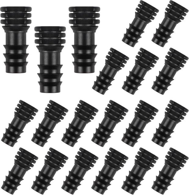 Nongjiale 14 Stück Endkappen für Mikrobewässerung 16mm, 1/2'' PE-Rohr Schlauch Anschluss, Schwarz - Bild 1