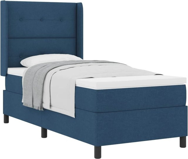 vidaXL Boxspringbett mit Matratze und Kopfteil in Blau aus Stoff, B/T/H: 80 x 200 x 118 cm - Bild 1