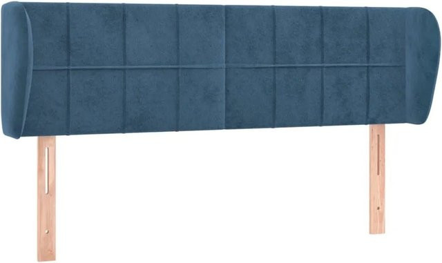 vidaXL Kopfteil mit Ohren aus Samt in Dunkelblau, B/T/H: 147 x 23 x 78/88 cm - Bild 1