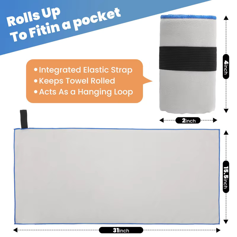 Tcaopoo Schnell trocknendes Mikrofaser-Sporttuch in Grau, B/H: 40 x 80 cm - Bild 2