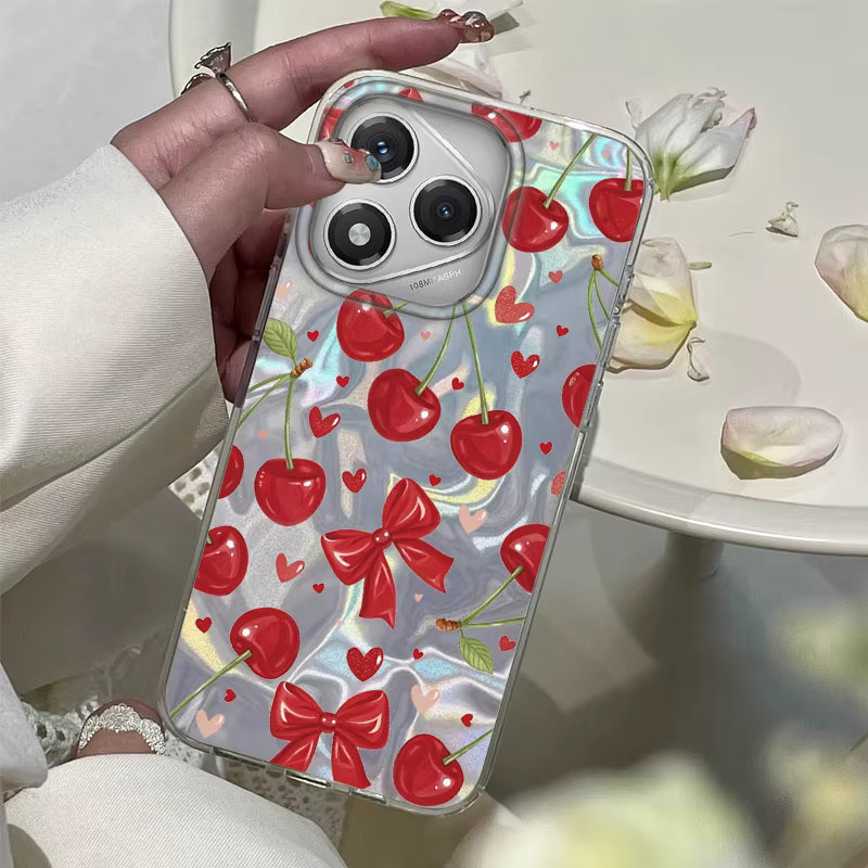 Handyhülle mit Kirschblüten und Schmetterlings-Bogen-Muster für Honor, Mehrfarbig - Bild 2