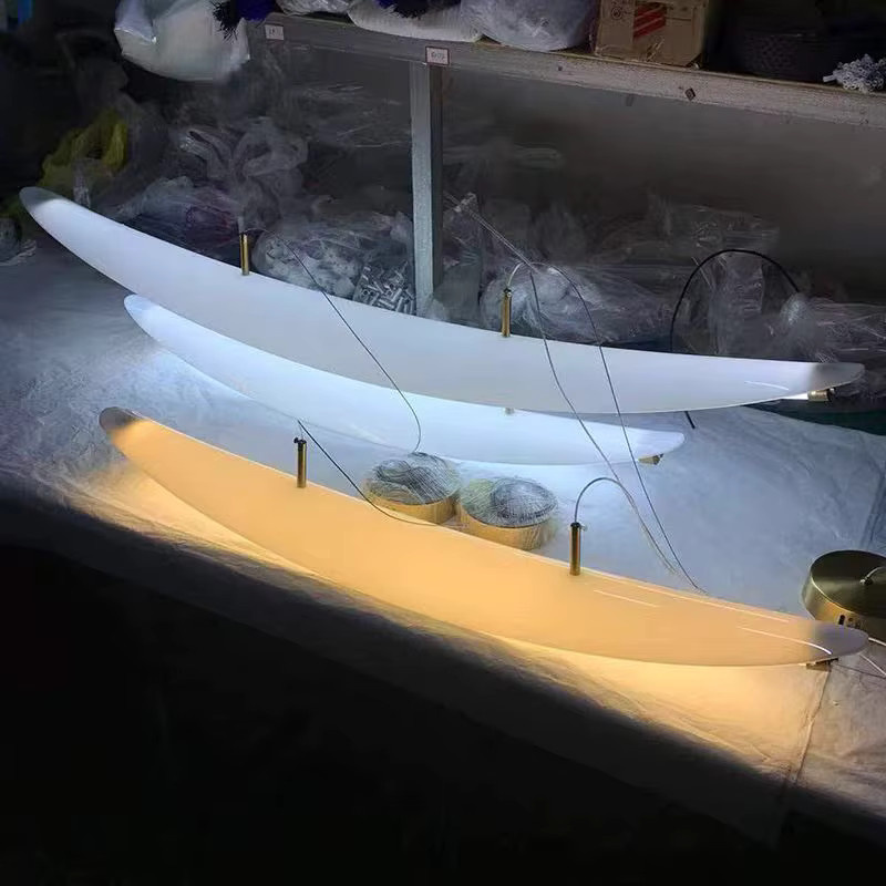 JIANKEXING Pendelleuchte im Segelboot-Design mit Streifenmuster in Weiß und Gold/Messing für Wohnraum, Restaurant oder Bar - Bild 6