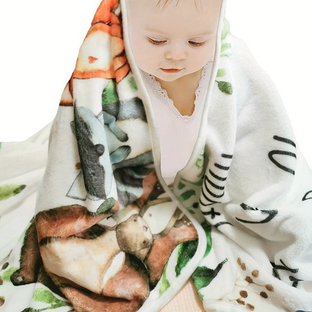 VIKAMA Baby-Fotografie-Decke mit Cartoon-Tierdruck für Neugeborene und Taufe, Mehrfarbig, B/T: 100 x 75 cm