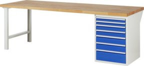 Rau Werkbank 7517A1 mit 7 Schubladen, B/T/H: 250 x 90 x 89 cm - Bild 1
