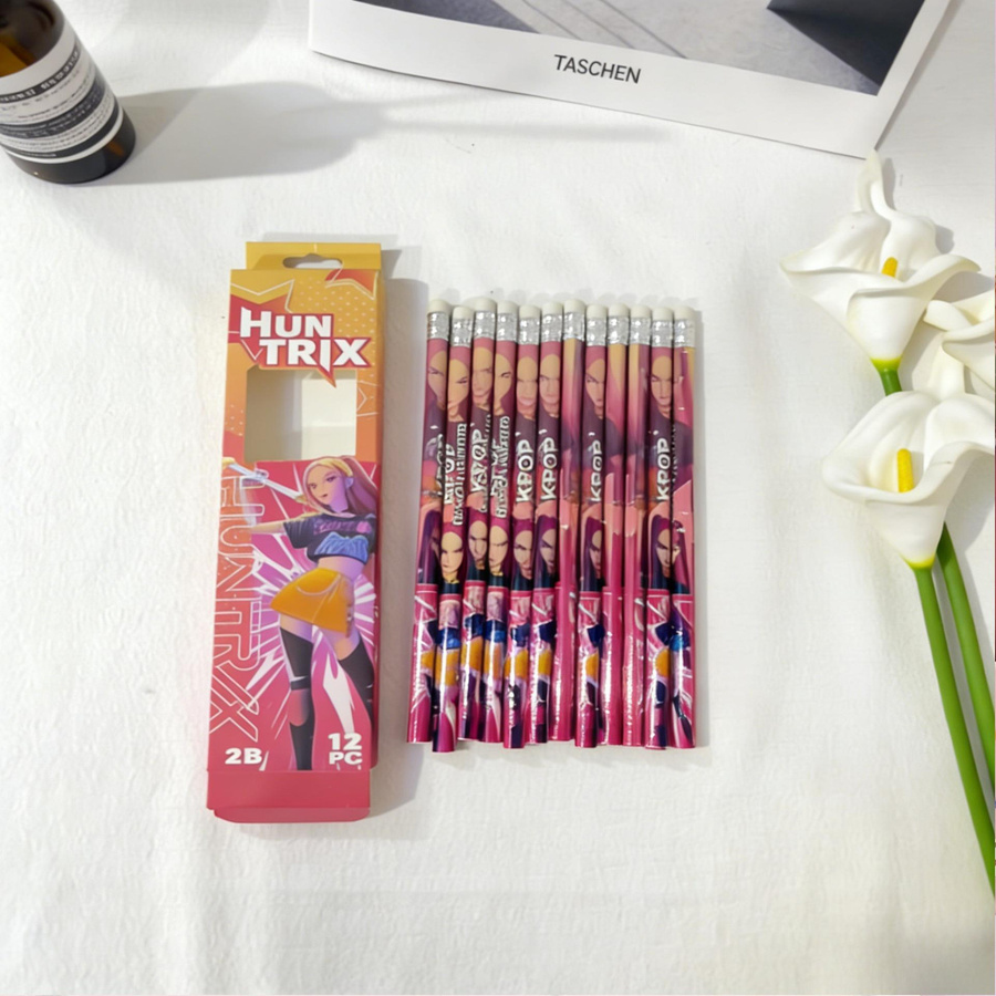 12er Set K-POP Dämonenjäger Bleistifte in Schwarz und Multicolour, 2B Graphit für Schüler und Geschenke - Bild 2