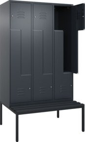 C+P Z-Spind Classic PLUS Sitzbank mit 6 Fächern, B/T/H: 212 x 120 x 81,5 cm, Anthrazit/Schwarz - Bild 1