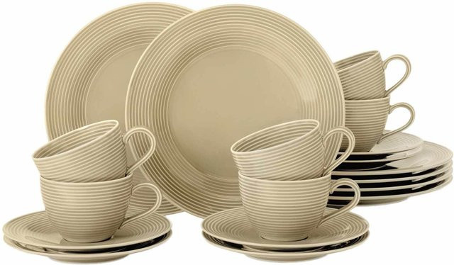Seltmann Weiden Kaffeeservice Beat Color Glaze aus Porzellan, 18-teiliges Set, Sandbeige - Bild 1