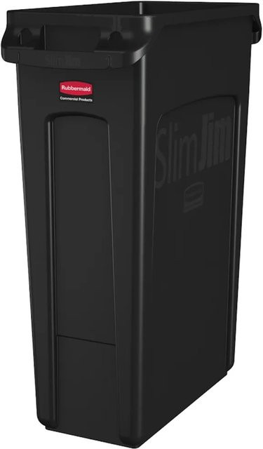 Rubbermaid Slim Jim Mülleimer mit Belüftungskanälen Schwarz, H x B x T: 76,2 x 28 x 56 cm - Bild 1