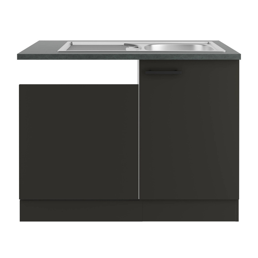 OPTIFIT Madrid420 Küchen-Spülenschrank-Set in Anthrazit Matt mit Edelstahl-Elementen - Bild 2