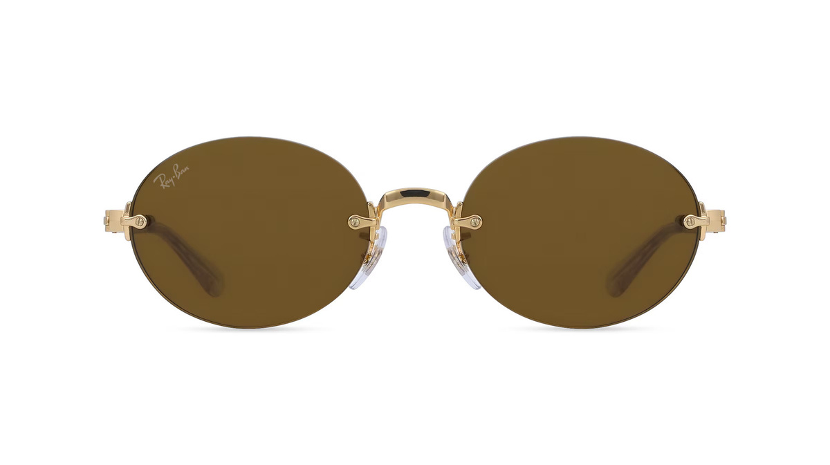 Ray-Ban RB3929 Sonnenbrille, randlos, oval, Metall, Unisex, gold, brown - Bild 1