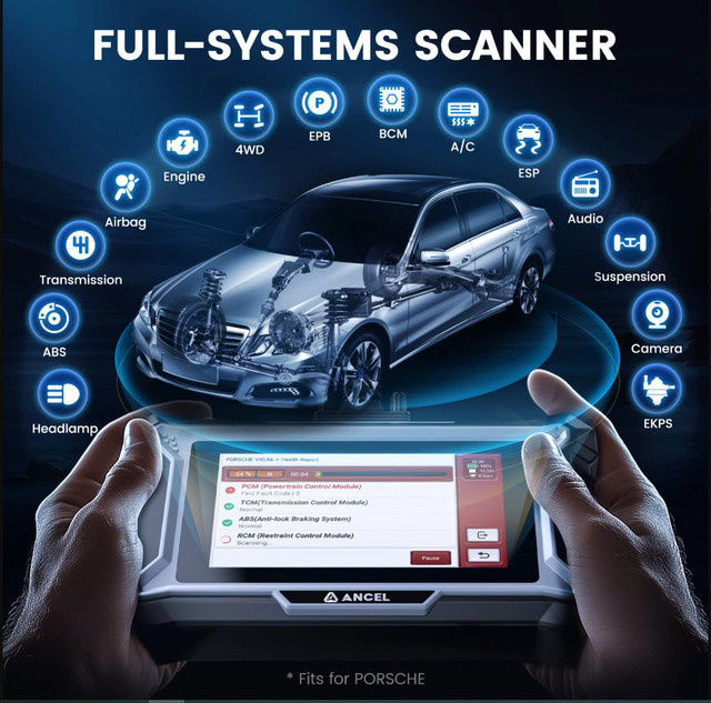 ANCEL DS160 OBD2 Scanner in Schwarz mit 30+ Reset-Funktionen, ECU-Codierung und bidirektionalem Vollsystem-Diagnose-Scan-Tool für Mercedes Benz, Porsche und Kia - Bild 1