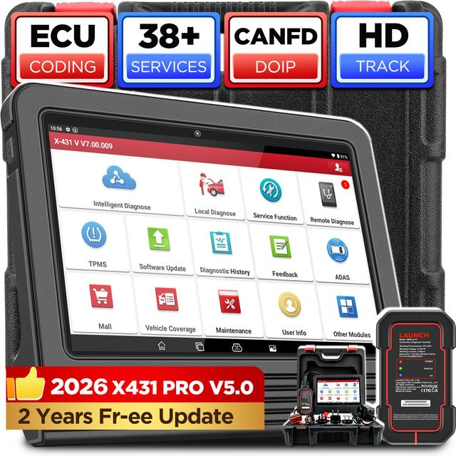 LAUNCH X431 PRO V 5.0 Bidirektionaler OBD2-Scanner zur Alle-System-Diagnose mit ECU-Codierung und 31 Servicefunktionen in Schwarz - Bild 1