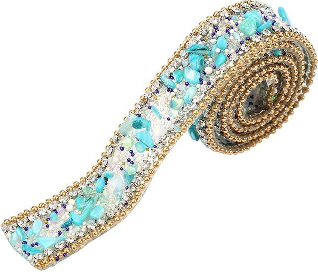 DIYelecs Strassband Glitzer mit kleinen Diamanten in Beige, Breite: 2 cm, Länge: 100 cm - Bild 1