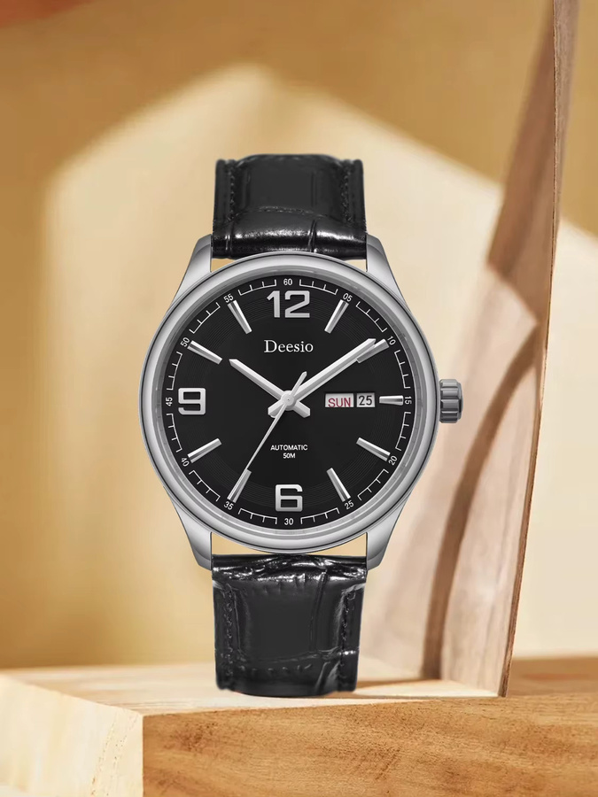 Deesio Armbanduhr Automatik, Edelstahl, Leder, Herren - Bild 6
