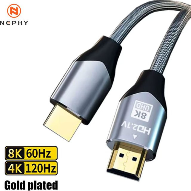 Ultra High Speed HDMI Kabel für Xiaomi TV Box und PS5, 8K@60Hz, 48 Gbit/s, eARC und Dolby Vision, Farbe: Grau - Bild 1