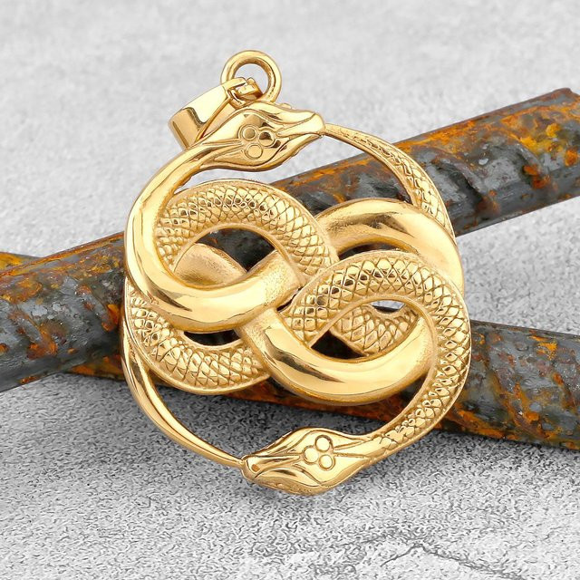 Rui Di Halskette Ouroboros Schlange, Edelstahl, Gold, Herren - Bild 1