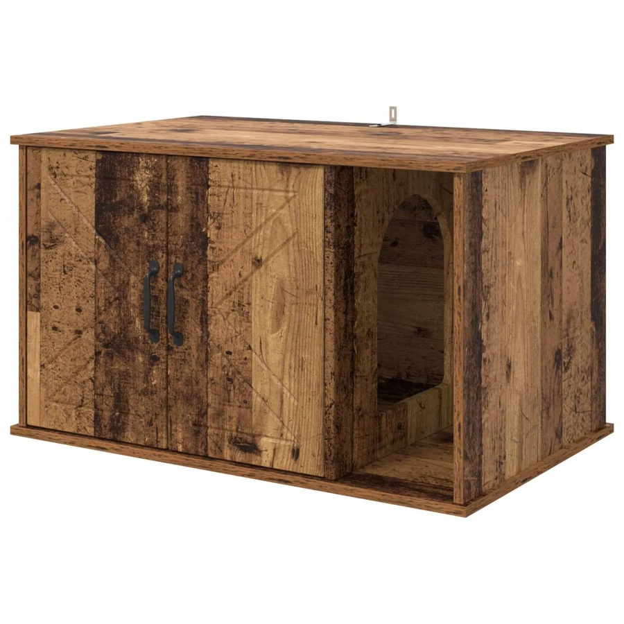 vidaXL Katzenhaus aus Altholz in Braun, B/T/H: 85 x 55 x 50 cm - Bild 2
