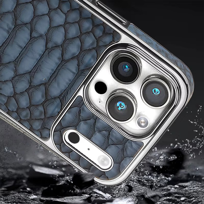 dcoud Leder-Handyhülle mit Schlangenmuster in Braun für iPhone 17, 16, 15 Pro Max und 17 Air mit Flanellfutter - Bild 3