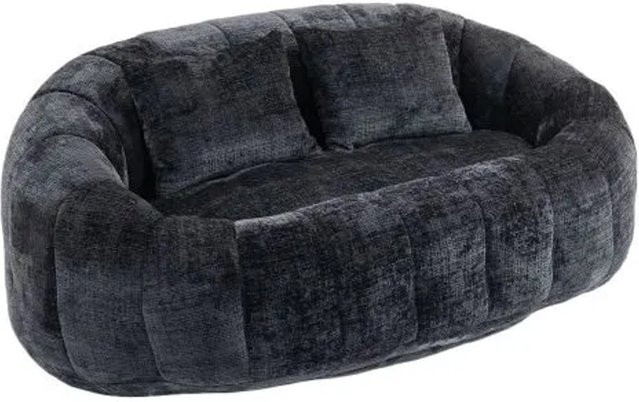PXloue 2 Sitzer Stoffsofa in Schwarz mit 2 Kissen aus Samt und Chenille, Breite: 150 cm, Tiefe: 63 cm, Höhe: 62 cm - Bild 1