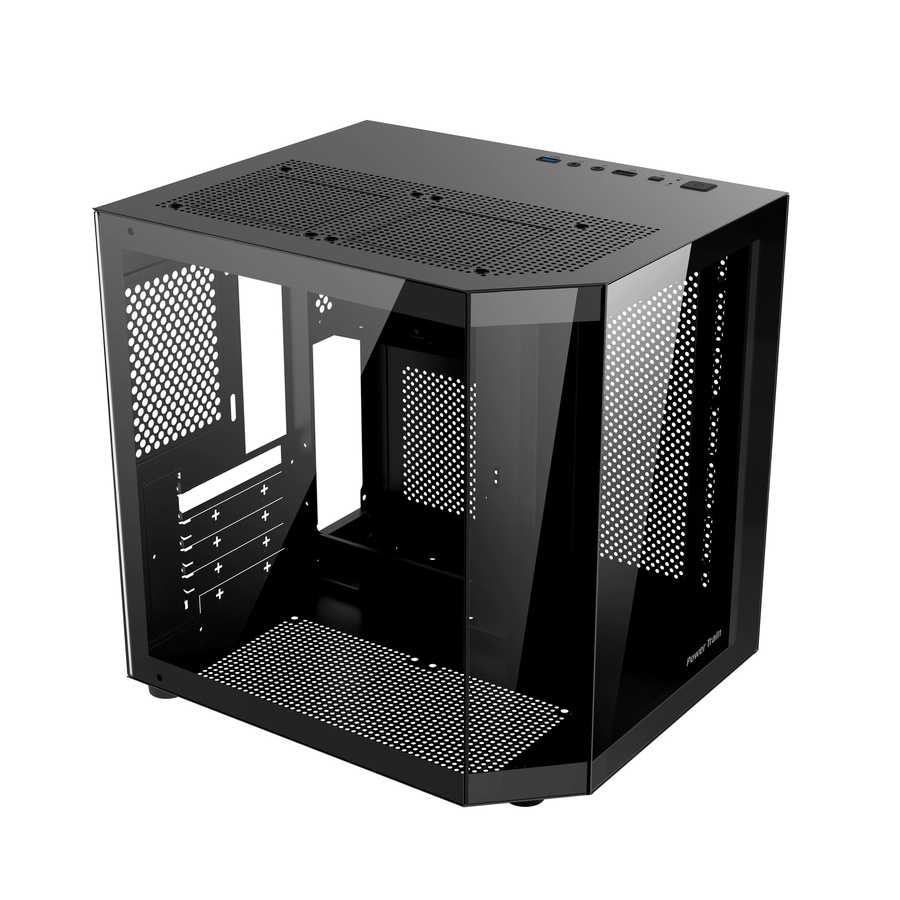 Power Train Star Realm M-ATX Desktop-Gehäuse in Schwarz mit dreiseitigem Panorama-Glas und Platz für 240 mm Wasserkühlung - Bild 5