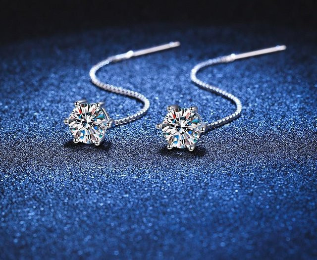 Wucifang Jewelry Ohrringe, Lange Quaste, Moissanite, Zirkon, Blau, Damen - Bild 1