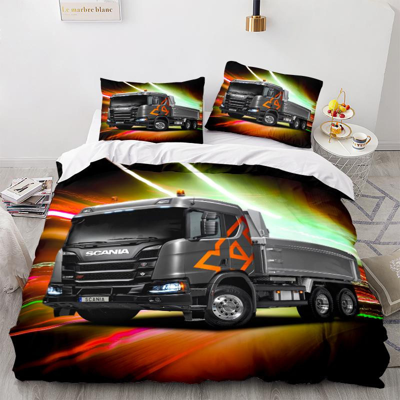 Luxuriöses Bettwäsche-Set mit 3D-LKW-Print inklusive Bettdecke und Kissenbezug mit Reißverschluss, Größe: 210 x 240 cm - Bild 2