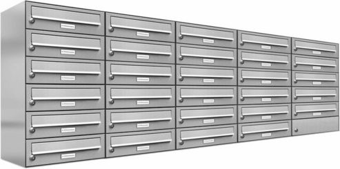 AL Briefkasten für 29 Parteien, Aufputzmontage, silberfarben, B/H/T: 153,124 x 69,0 x 27,5 cm - Bild 1