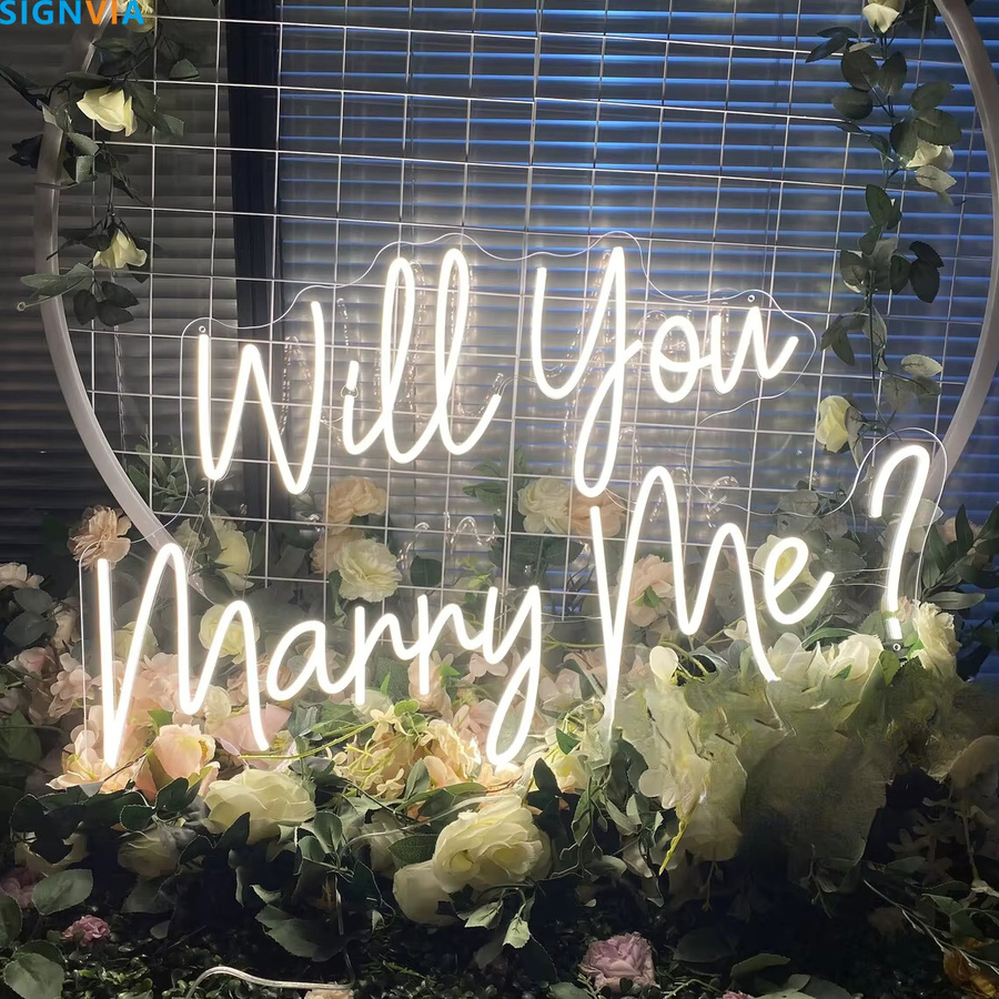 Signvia Will You Marry Me LED Neonschilder Warmweiß zur romantischen Hochzeitsdekoration und für Heiratsanträge - Bild 2